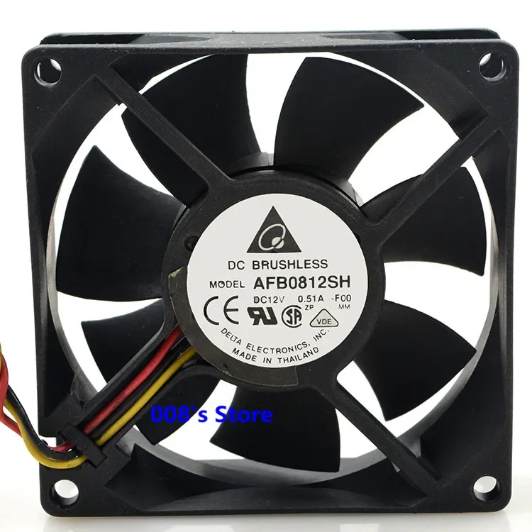 New Radiator CPU Cooler Fan For HP DELL Server PC AFB0812SH 80*80*25mm DC 12V 0.51A -F00 3 Pins /3 Wires 44CFM Large Air
