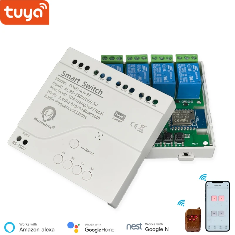 

Пульт дистанционного управления Tuya 4 канала Smart WiFi 85-250 В