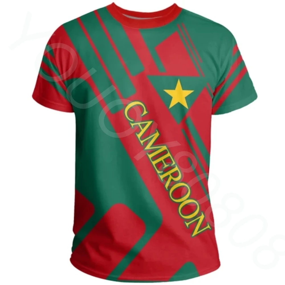 

New Summer Casual Loose Sports Men's and Women's Round Neck Short Sleeve Sports T-Shirt Cameroon Print Men's T-shirt Streetwear
