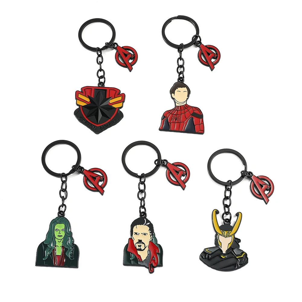 

Marvel Keychains Spiderman Loki Black Widow Doctor Strange Key Chain Bulk Schoolbag Pendant Children Gift Anime Figure Toys