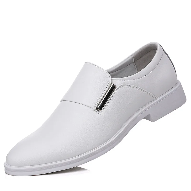 

White Leather Shoes Men's Leather Spring Breathable 2022 New Formal Business Derby Shoes Man Casual English Shoes for Men