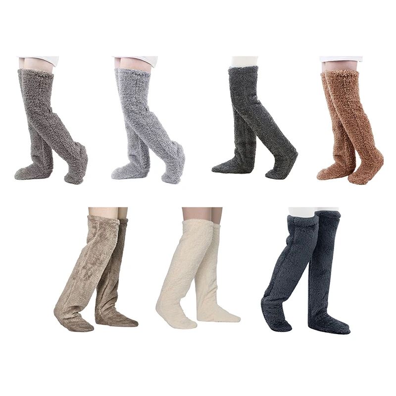 Популярные пушистые носки до бедра тедди уютные длинные лапы нечеткие леггинсы