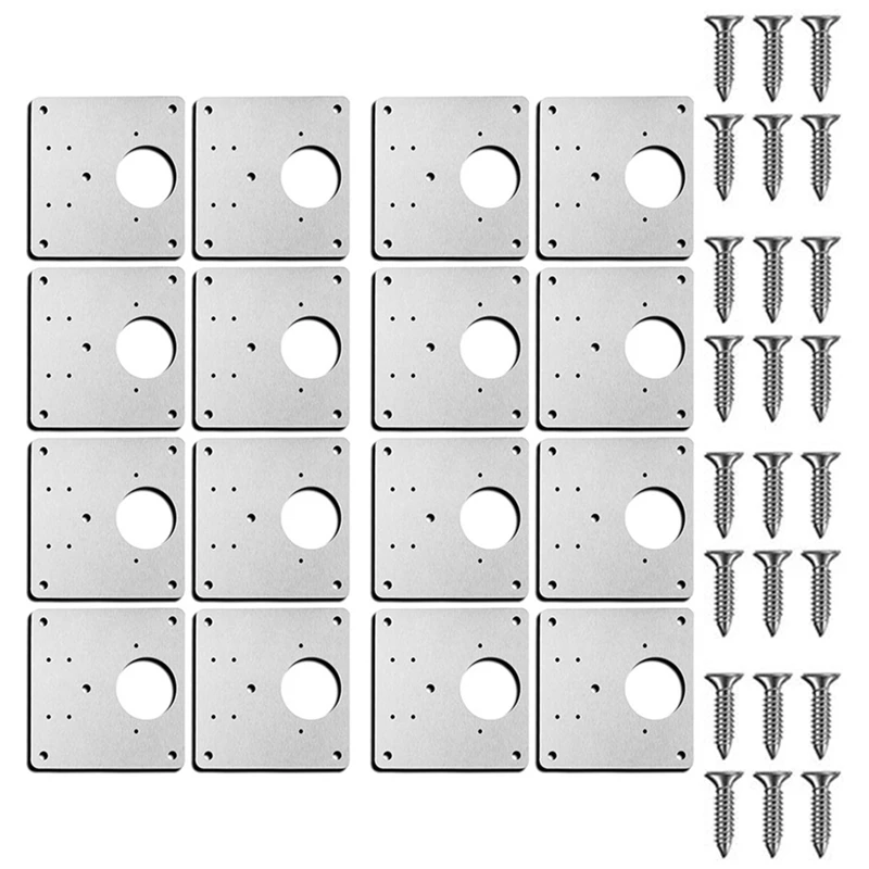 

20X Hinge Repair Plate Kit With Hole For Cabinet, Rust Resistant Plate Repair Brackets