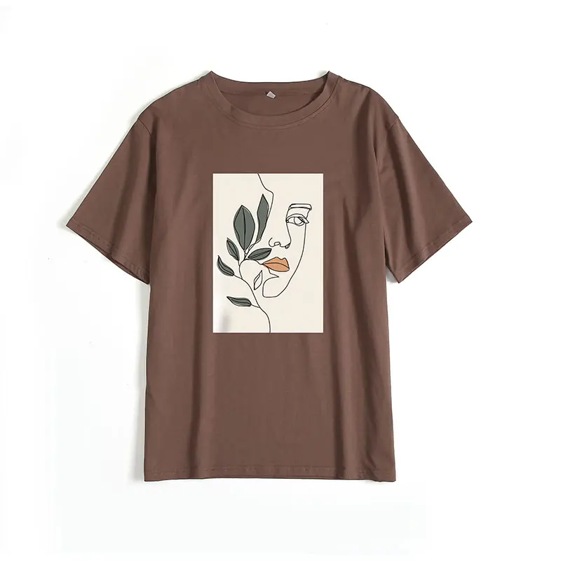 

Summer Casual Harajuku Woman Tshirts Simple Character Printed Tshirts Oversized O-neck Tee Shirts Short Sleeve Female Tops