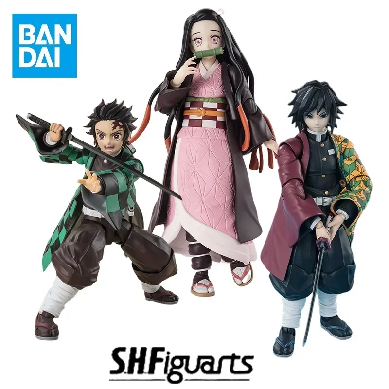 В наличии оригинальный Bandai SHF Demon Slayer Kamado Tanjirou Nezuko Tomioka Giyuu ПВХ аниме фигурка