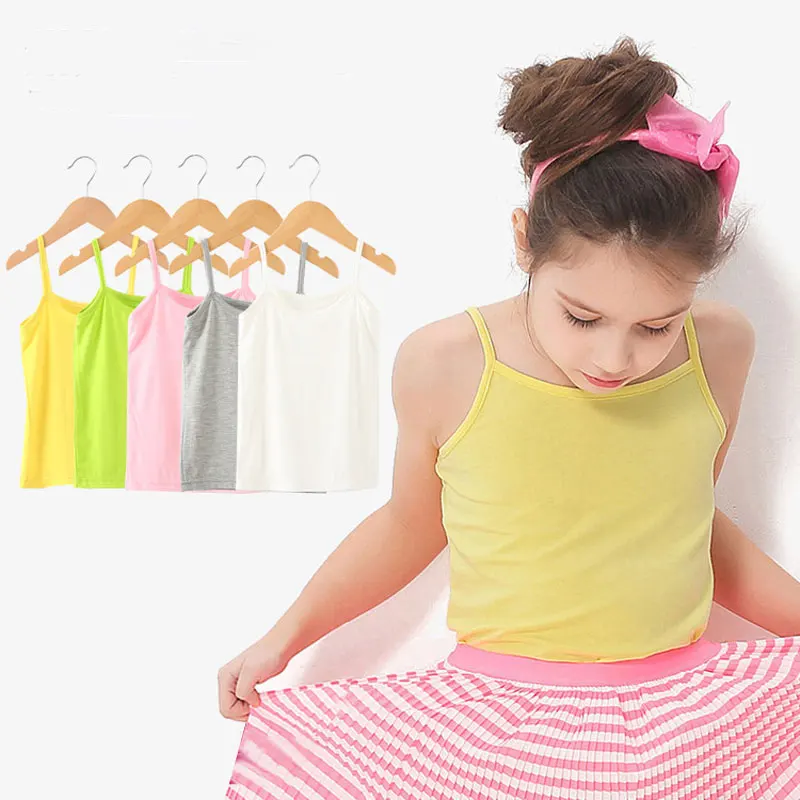 

Cotton Girls Vest Colored Kids Camisole Children Tops Summer Baby Singlet Girls Undershirts Teenager Tank