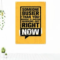 someone busier than you is working out right fitness tapestry exercise motivational poster wall art banner flag gym decoration