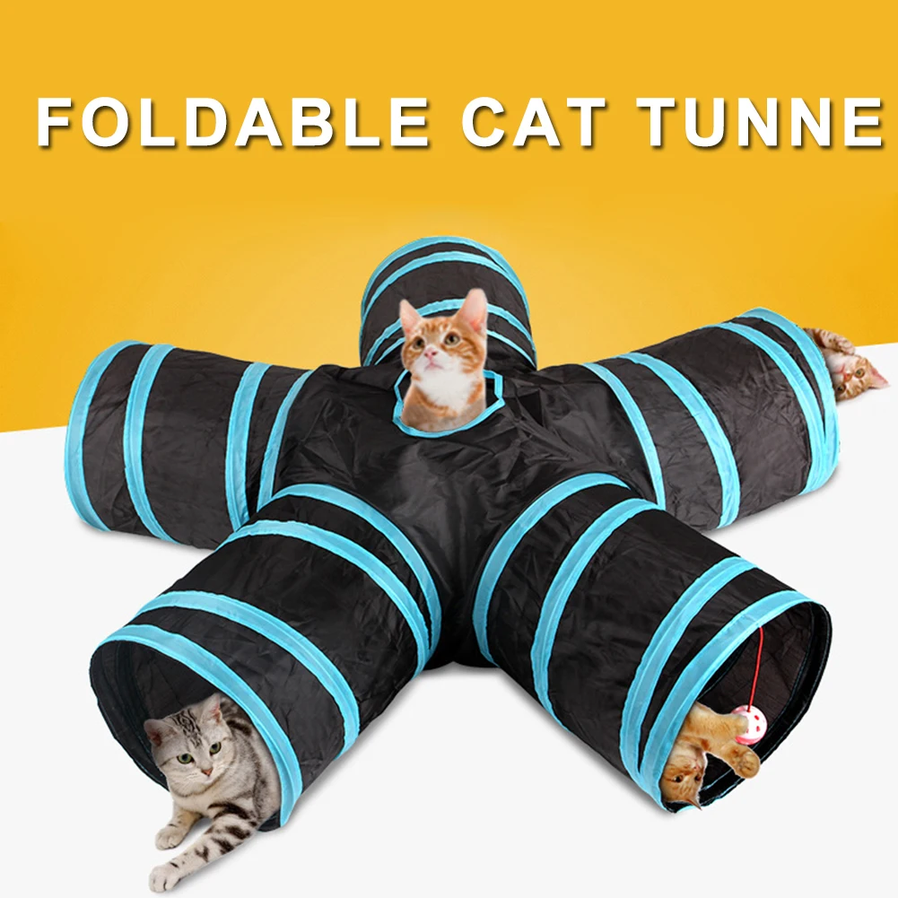 

Indoor 5-way Collapsible Cat Tunnel Tube Kitty Tunnel Bored Cat Pet Toys Peek Hole Toy Cat Puppy Kitty Kitten Rabbit