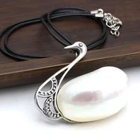 natural mabe necklace the mother of pearl swan shaped brooch pendant charms for women love lucky gift chain 40 5 cm