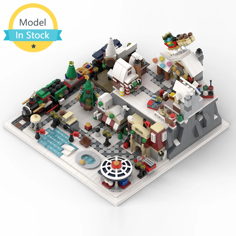 

MOC Winter Country Architecture Children Happy Paradise Christmas Amusement Building Block Wonderland House Bricks Toy Gift