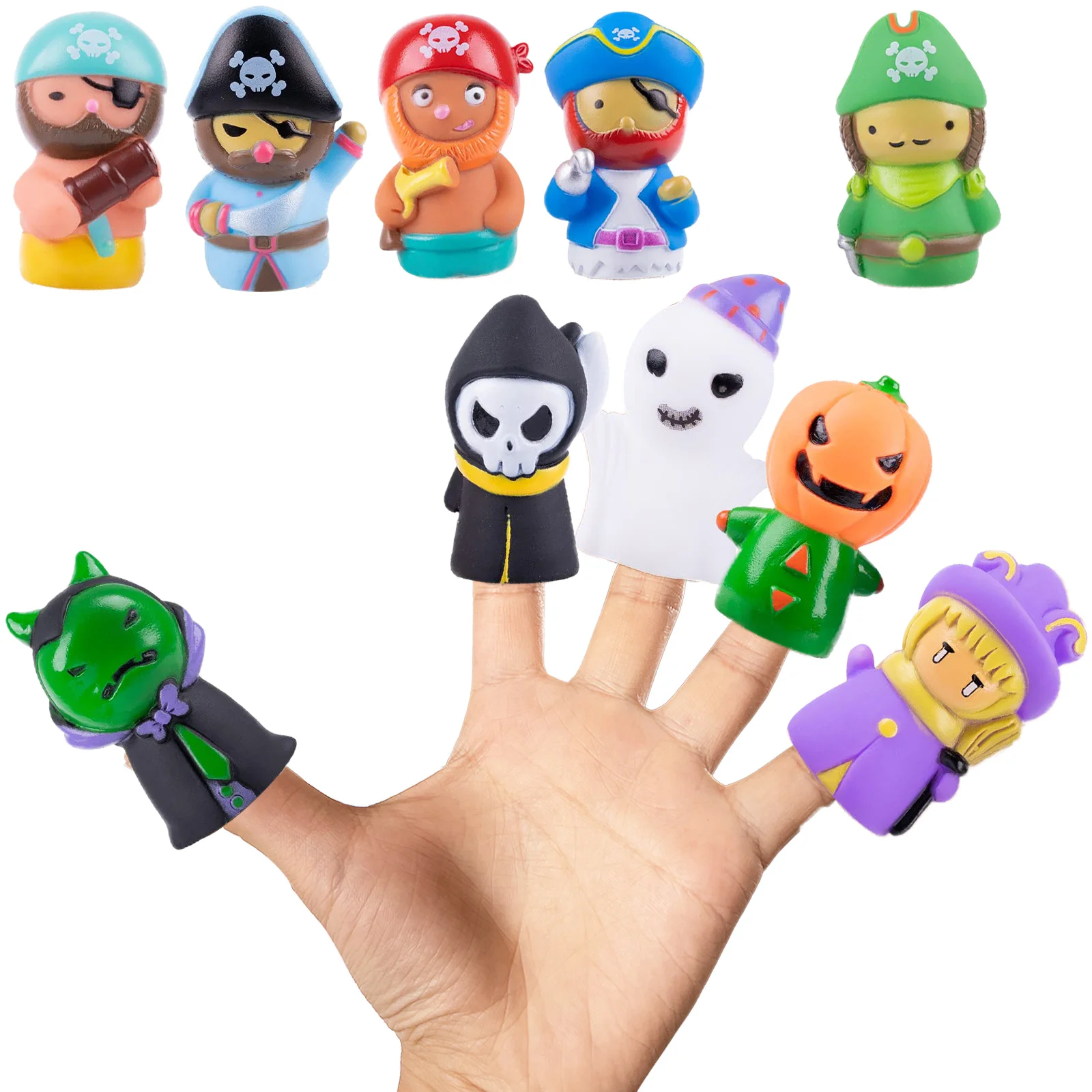 

5pcs Halloween Finger Puppets Rubber Bath Toys Halloween Party Favors Pinata Fillers Goodie Bag Stuffers Kids Birthday Gifts