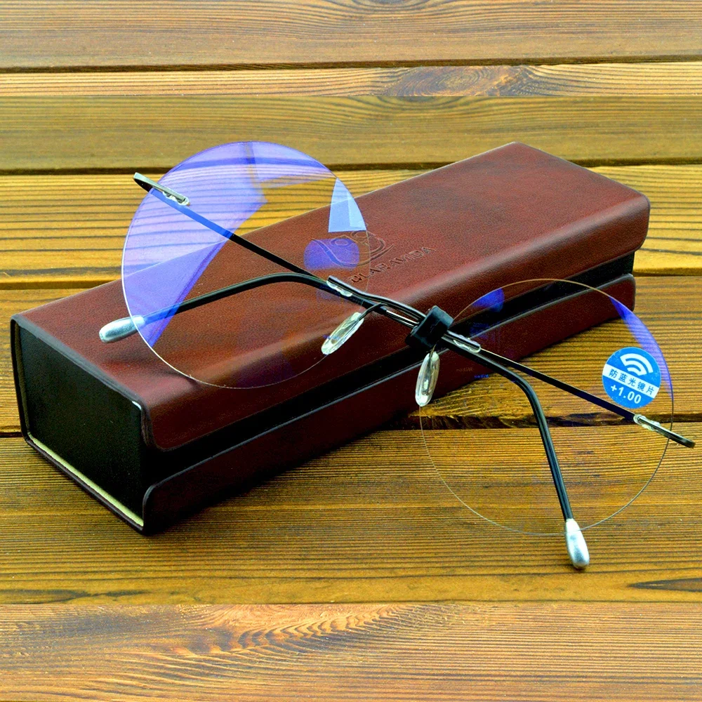 Очки для чтения из титанового сплава Clara Vida Round Style без оправы +0 75 +1 25 5 +2 до +4