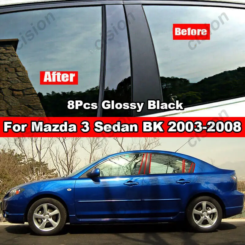 

6/8/10 шт., декоративные наклейки из углеродного волокна для дверей и окон автомобиля Mazda 3 Axela Sedan 2003-2022