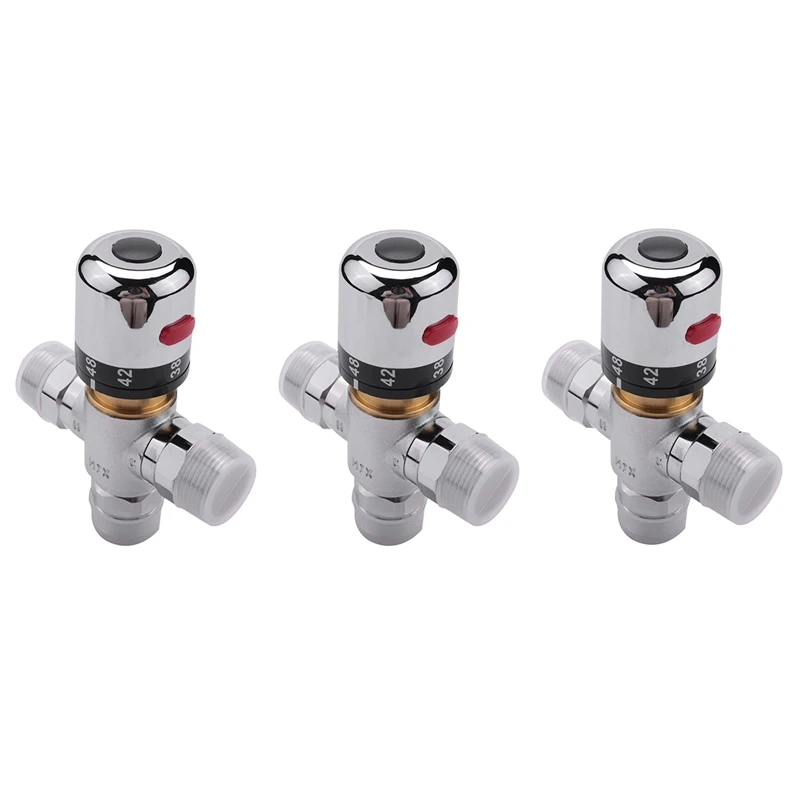 

3-х кратный термостатический смесительный клапан из твердой меди, 3/4 дюйма, клапан водонагревателя на солнечной батарее, регулирующий клапа...