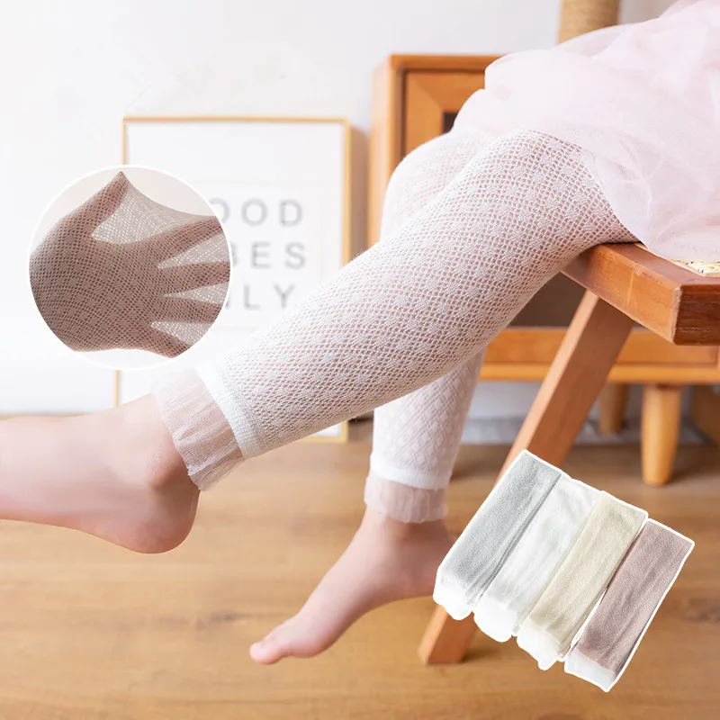 

Clothing Children's Length Calf Leggings Color Lace Baby Cotton Pant Hollow Girls Summer Soild Tights Kids 2022 Out