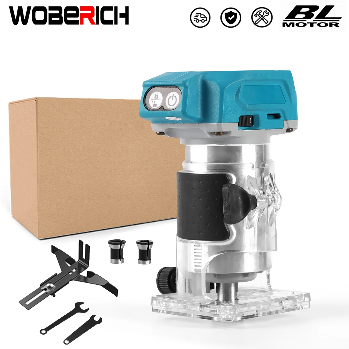 

5 Speeds Brushless Electric Hand Trimmer Cordless Wood Router Woodworking Engraving Slotting for Makita 18V Battery No Battery