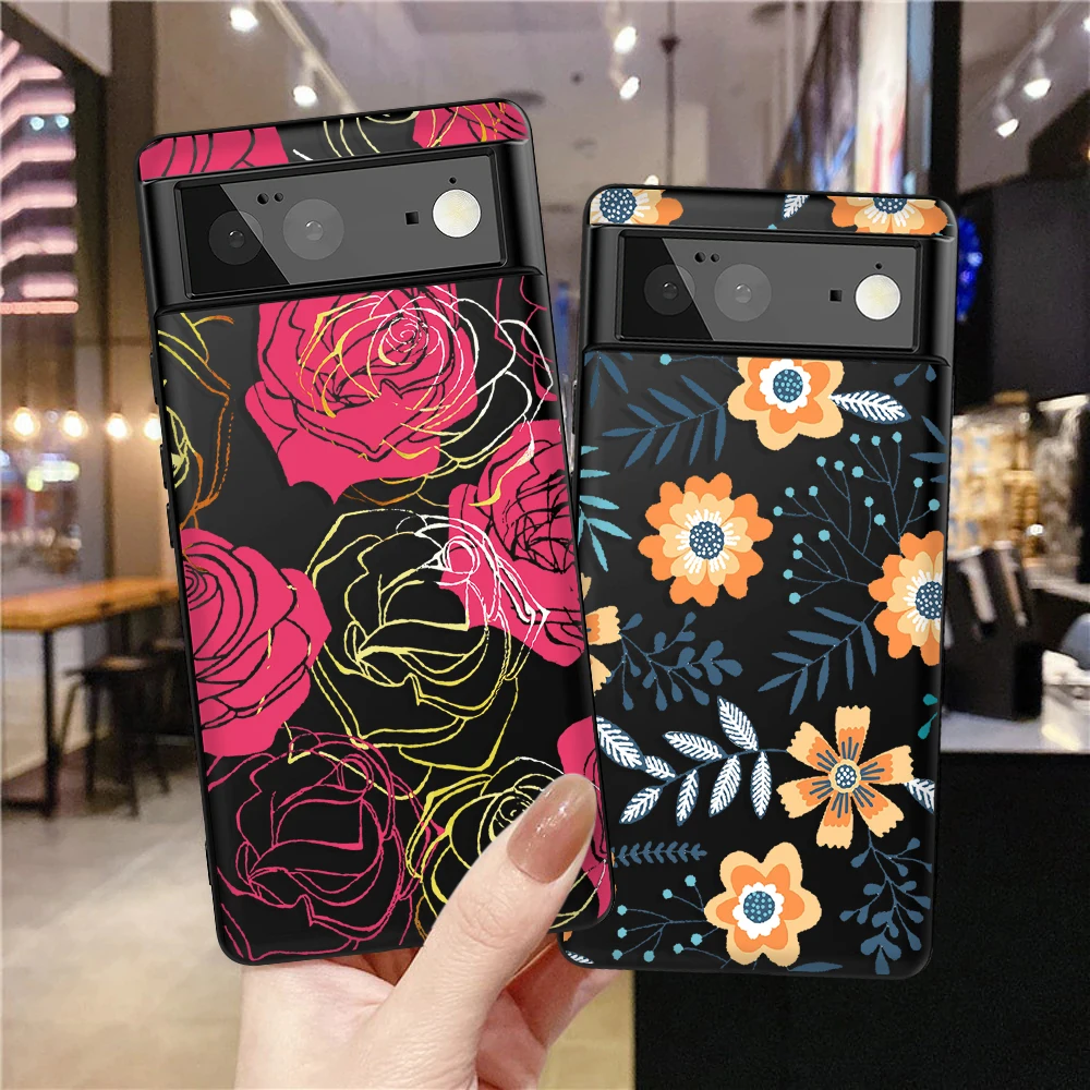 

Chinese Rose Case for Google Pixel 7a 7Pro 7 6a 6 6Pro 5 5a 5G 4XL 4 2 3XL 3 3a 3aXL 4a Soft Silicone Back Shell Cover Carcasa