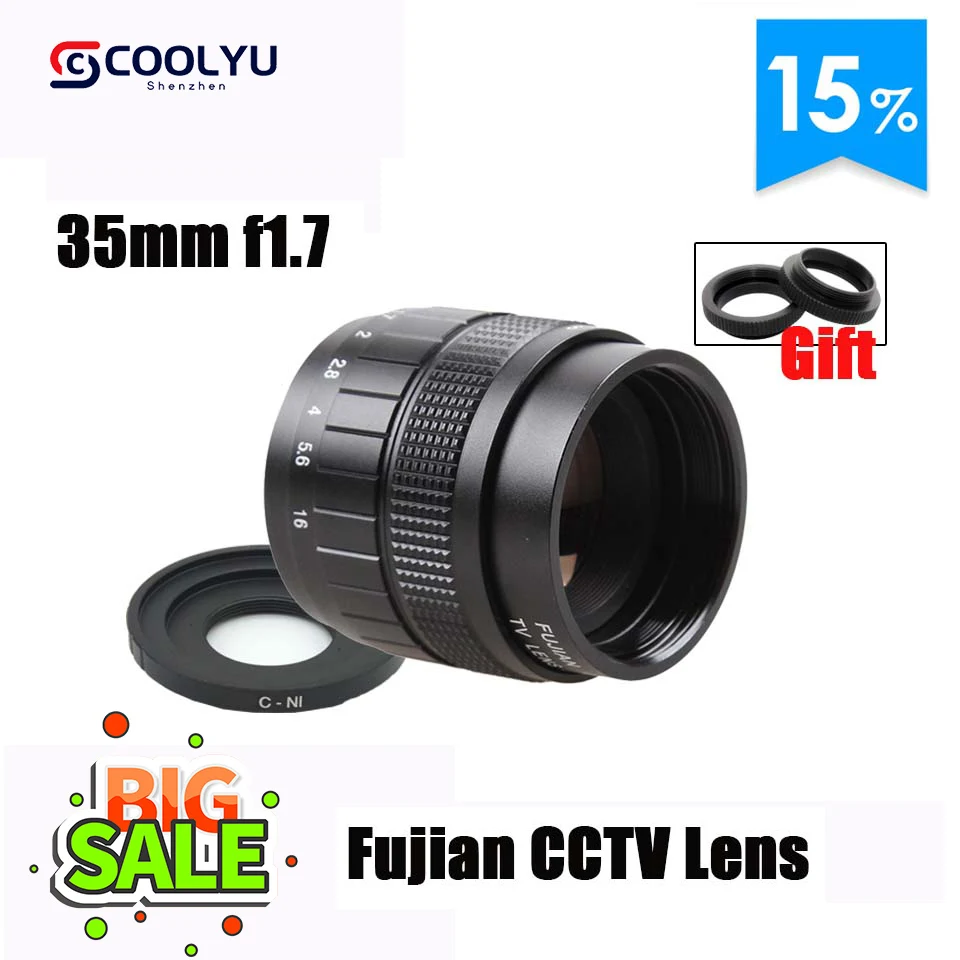 

Fujian 35mm F1.7 CCTV Camera Micro Lens TV Movie Fixed Focus C-NI Mount for Nikon 1 J5 S2 J4 V3 AW1 S1 J3 V2 J2 J1 V1 Mirrorless