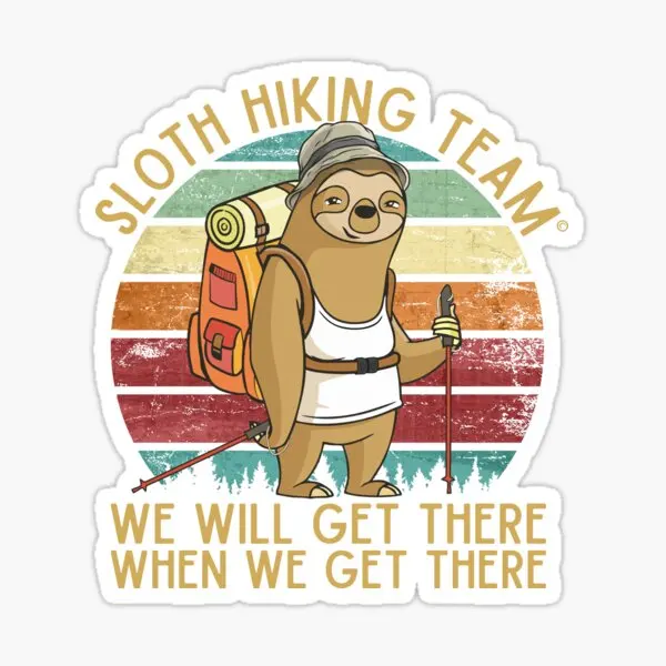 

Sloth Hiking Team We Will Get There W 5PCS Stickers for Print Cute Water Bottles Stickers Bumper Decorations Cartoon Car Room