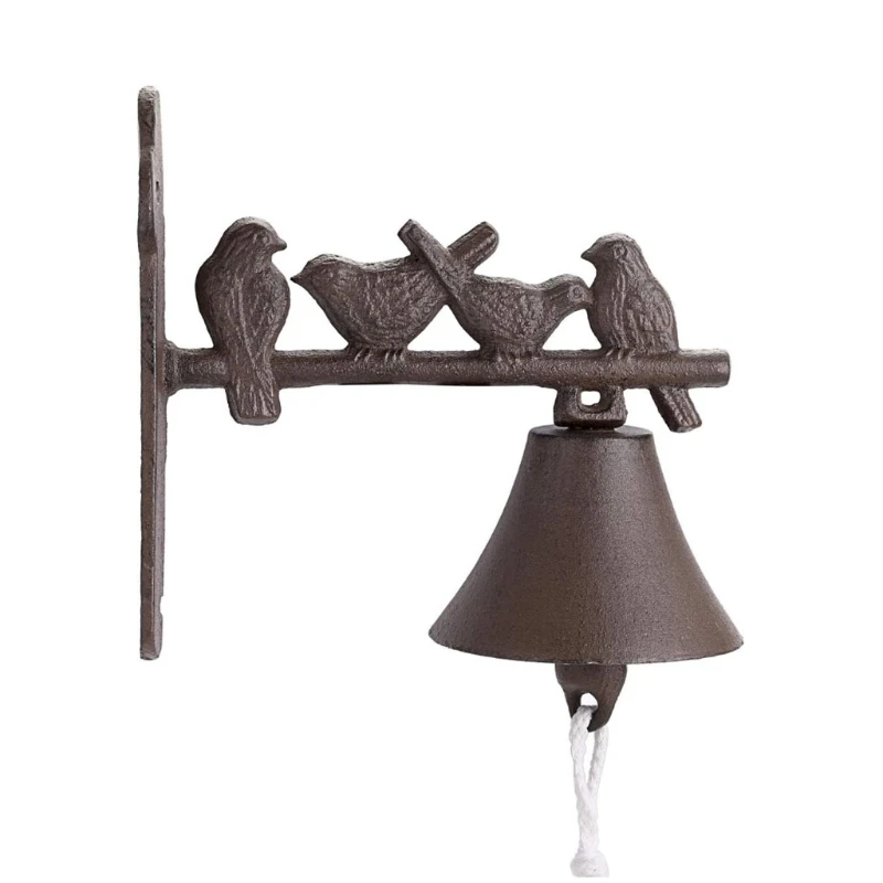 

M17D Vintage Decorative Bell Dinner Bell Outdoor Retro Doorbell Home Heavy Duty Metal Bell (Vine Bell / Four Bird Bell)