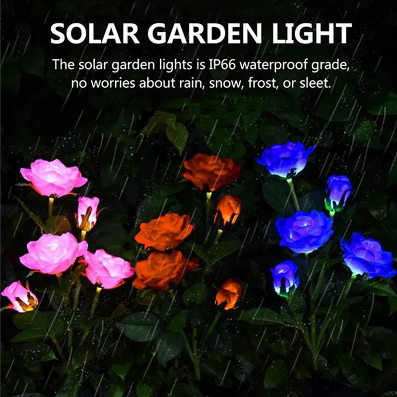 Solar Rose Flower Lamp Romantic Garden Decoration Patio Lawn Lamp Christmas Lights Waterproof Flower Lights Solar Outdoor Light