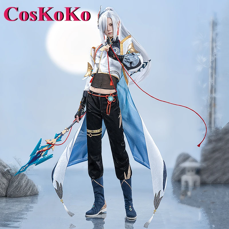 

CosKoKo Shenhe косплей костюм игра Genshin воздействие Сексуальная Реверсия модная Униформа Хэллоуин искусственная кожа новый аниме