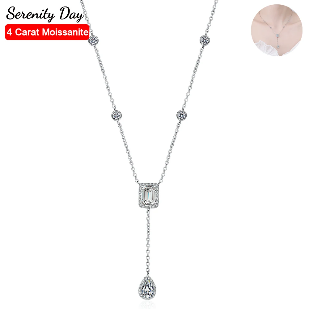 

Serenity D Color 5*8mm Heart Shape 6*8mm Emerald Cutting Moissanite Pendant Necklace For Women S925 Sterling Silver Neck Chains