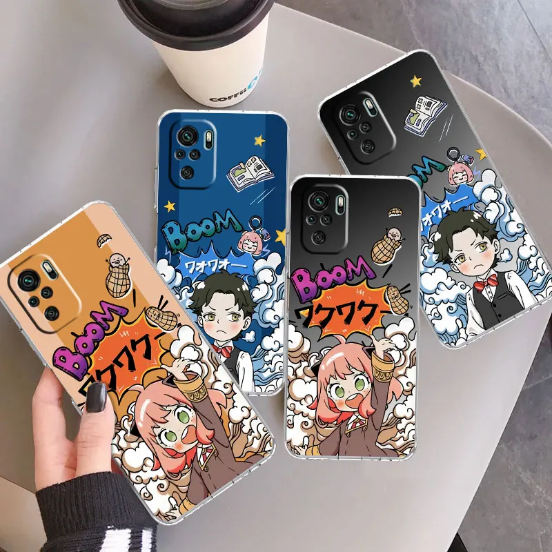 

Spy×Family Anya Damian Clear Case For Xiaomi Redmi Note 10 11 Pro 9 9T 9A 9S 8 10C 9C 7 8T K40 tpu Soft Phone Cover