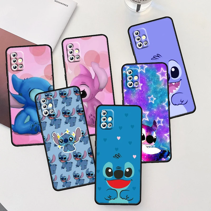 

Stitch Lovely Lilo For Samsung A91 A81 A71 A51 A41 A331 A21 A04 A02 A01 Core 4G 5G Silicone Soft Black Phone Case Coque Capa