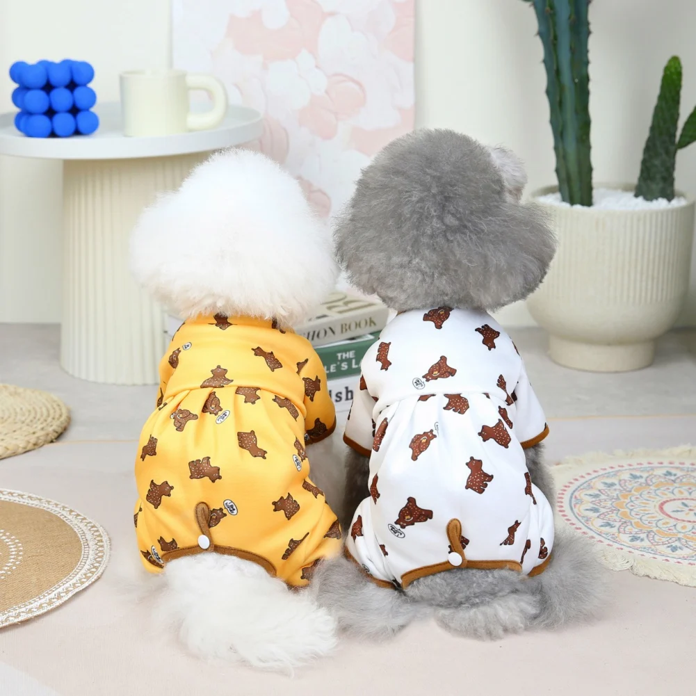 Dog Pajamas Onesie Cute Cartoon Patterns Dog Pajamas Soft Material Stretchable Pet Pjs Dog Clothes Small Dogs Puppy Bodysuits
