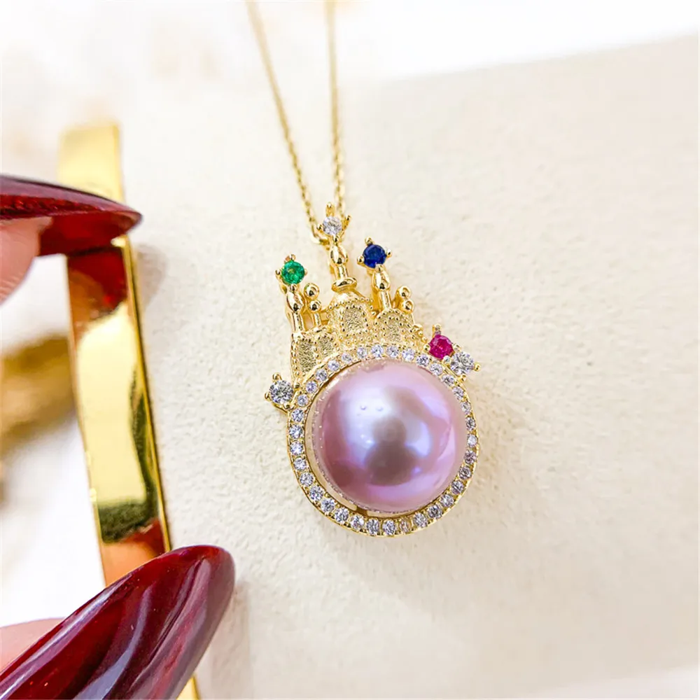 

Жемчужные аксессуары «сделай сам», кулон из стерлингового серебра 925 пробы с нефритовым кулоном в стиле замка и бусинами 10-11 мм