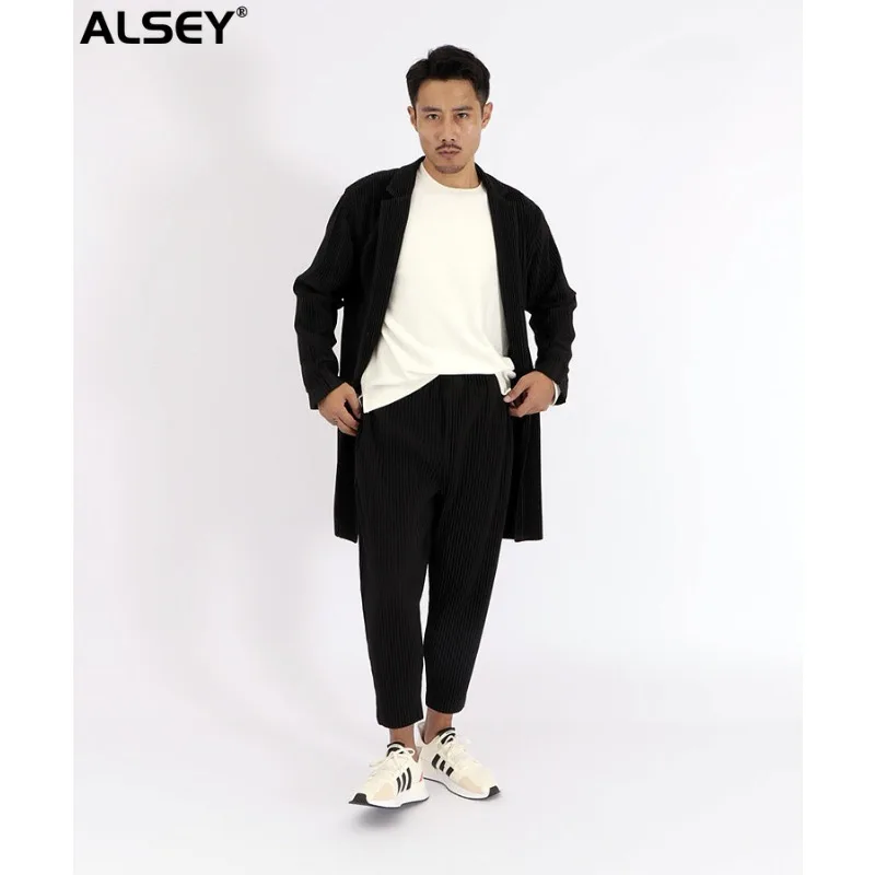 

Плиссированный топ ALSEY Miyake, новинка осенне-зимнего сезона, Модный повседневный костюм средней длины, пальто, тренчкот, куртки для мужчин