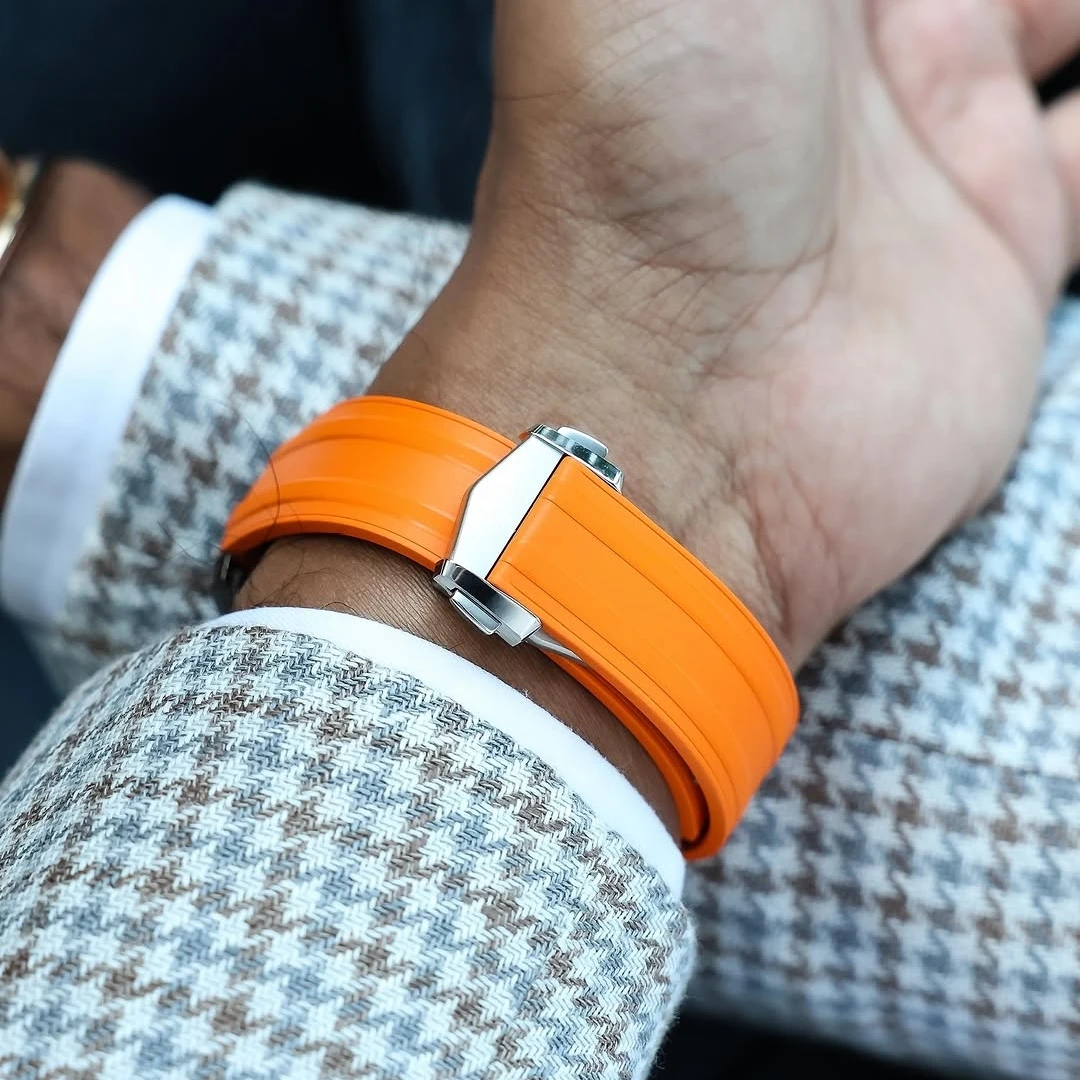 Высококачественный изогнутый ремешок для часов Omega Seamaster 300, 20 мм, из каучука FKM, с оригинальной удлиненной застежкой. (art.: 3920da6bd4f06) - 3920da6bd4f06
