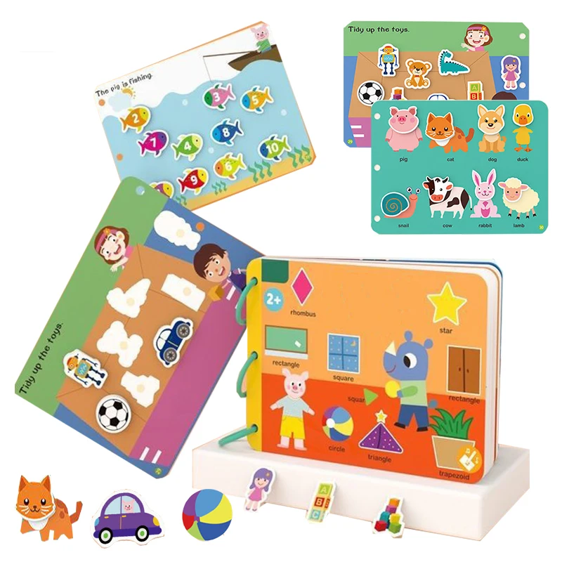 

Тихая книга Монтессори на липучке, детская игрушка, книжка на липучке, моя первая занятая книга с животными, подходящая игра-головоломка, об...