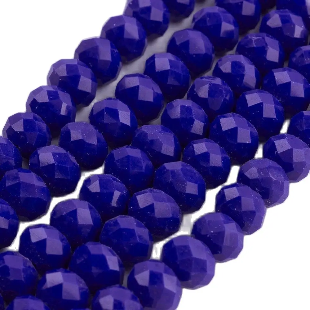 

About 70~72pc/Strand Faceted Round Glass Beads Strands Royal Blue for Jewelry Making Bracelet Necklace Diameter 8mm Hole 1~1.5mm