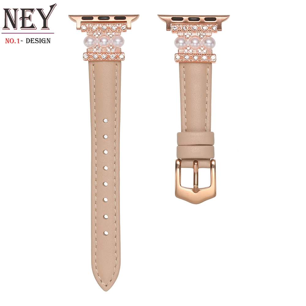

Leather Diamond Strap For Apple Watch band 44mm 45mm 38-42-40-41mm Ultra 49mm Women Luxury Jewelry iWatch Series 7 8-6-5-4-3-SE