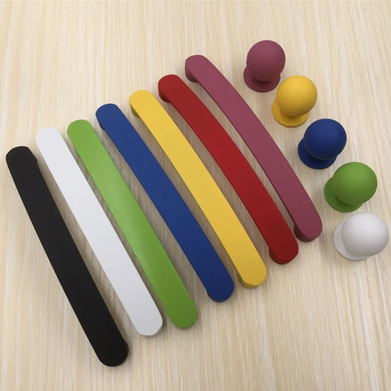 

Cabinet Handles Candy Color Rainbow Color Cupboard Handles Aluminum Alloy Plastic Surface Treatment Cabinet Knobs for Children