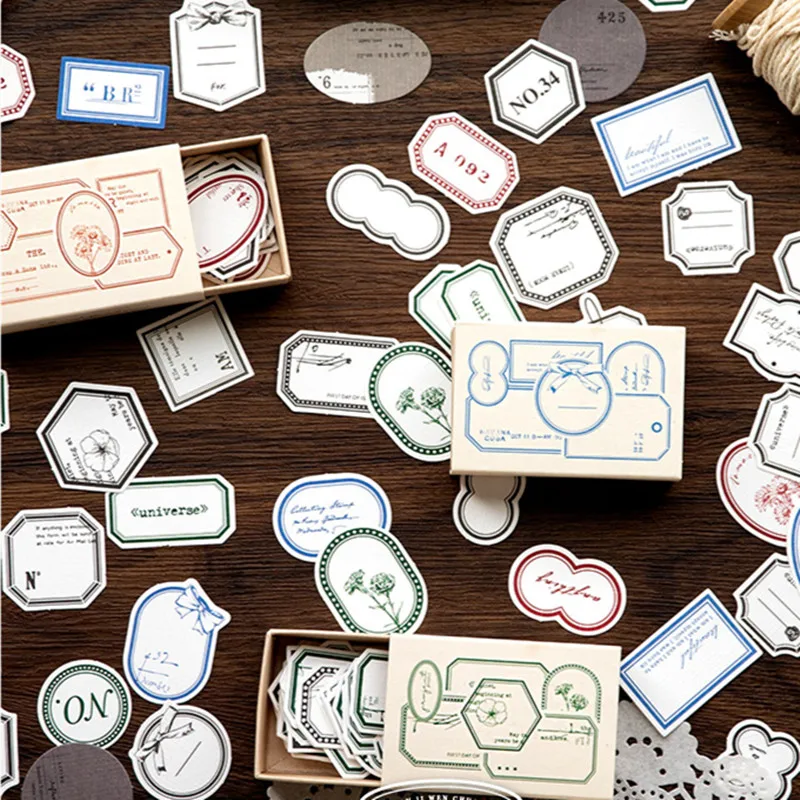 

45 Pc Retro Mini Border Label Journal Material Paper Memo Pad Decorative Stationery Scrapbooking DIY Diary Album Junk Journaling
