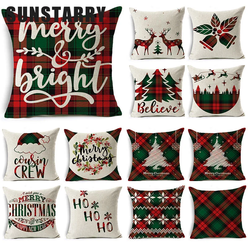

Рождественская подушка, чехол для дивана, чехол для подушки, украшение для дома, льняная декоративная подкладка, подарок, новинка 2022