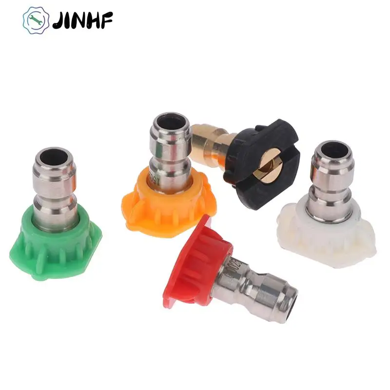 

5 Pcs High Pressure Washer Sprayer Nozzle Tip with 1/4" Inch Fitting Male Thread 0 15 25 40 Degree Water Jet