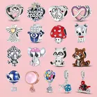 Кулон в виде сердца из серебра 925 пробы с отпечатками лап, крыльями ангела, собакой, слоном, бусинами, подходит для оригинального браслета Pandora, ювелирные изделия