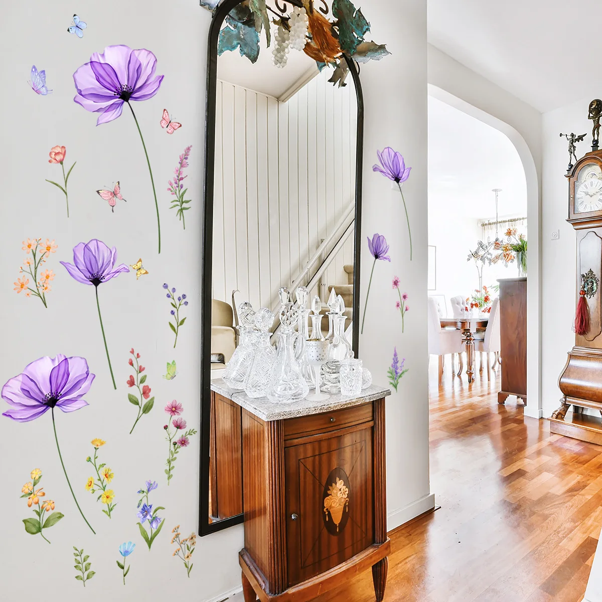 Наклейка на стену с фиолетовым цветком декор для детской комнаты украшение дома