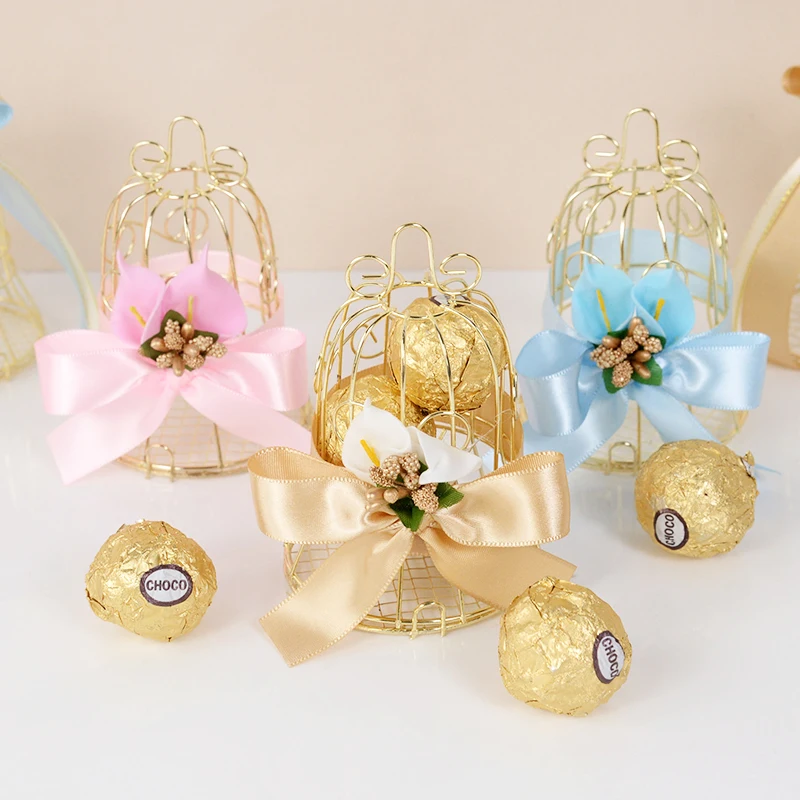 

Mini Metal Vintage Retro Bird Cage Candy Boxes Baby Shower Favor Gift Box For Guests Wedding Birthday Party Souvenir