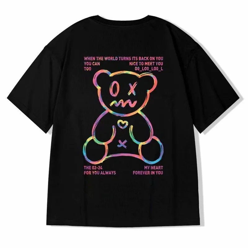 

Fashion Reflective Bear Top 8xl Plus Size Men t Shirt Short Sleeve Tshirts Couple Shirt Loose Oversized Tee
