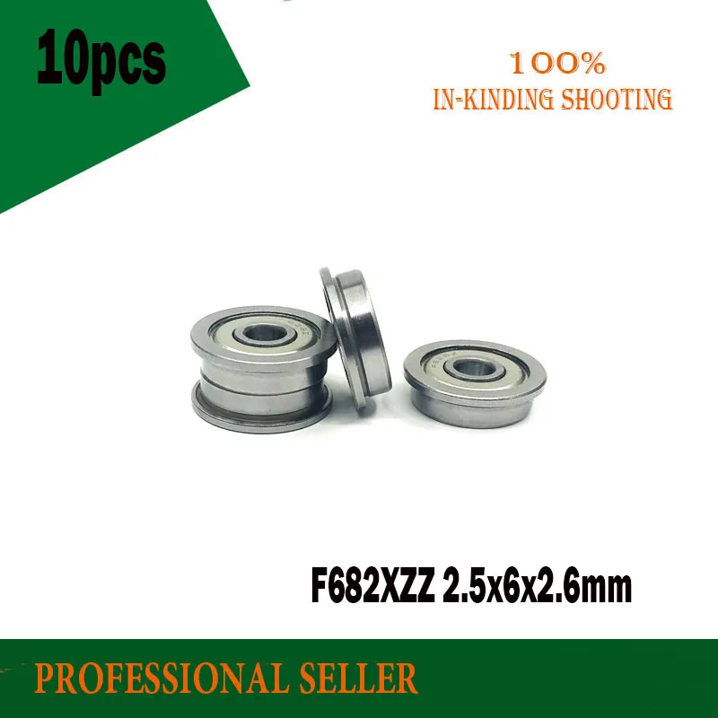 Free Shipping high quality 10 PCS F682XZZ 2.5*6*7.1*2.6mm ABEC-3 Miniature Flanged Ball Bearings