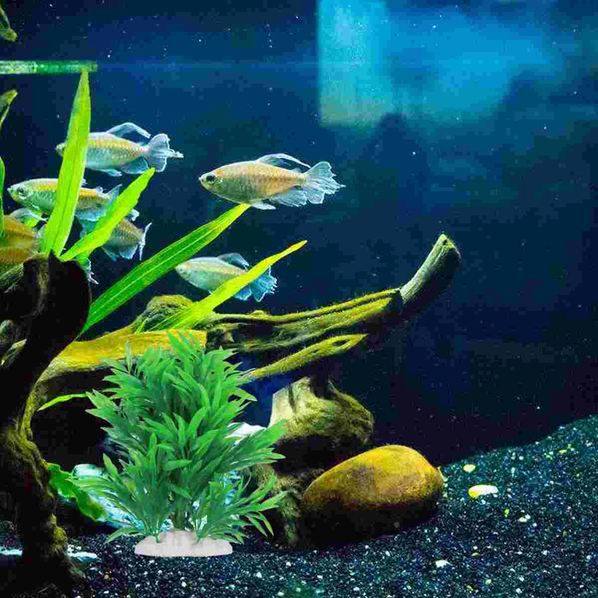 

Aquariumtankplasticartificial Landscape Fake Leaf Decorationsdecor Grass Watersoft Realistic Small Green Décor Tall Aquatic
