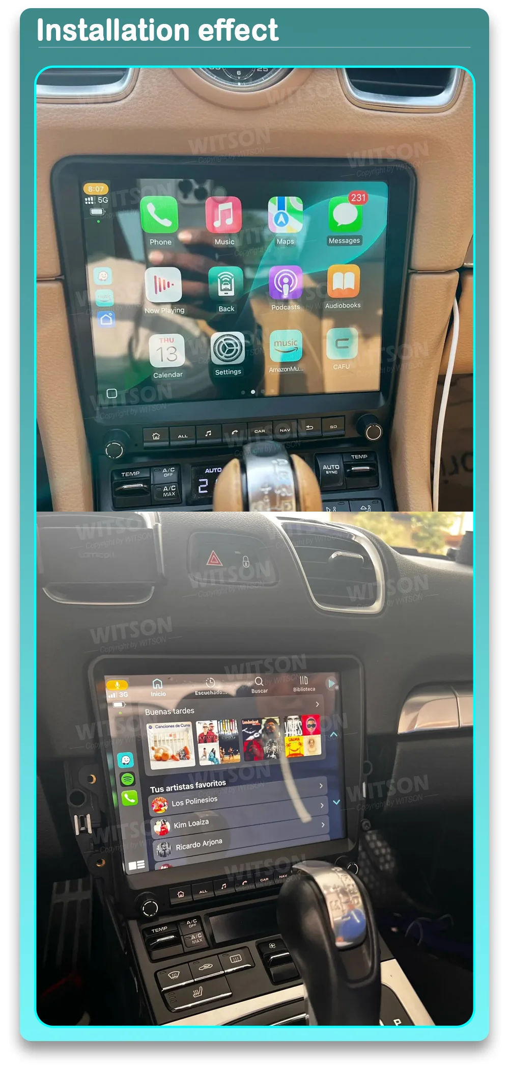 Фото 8.4'' автомобильная магнитола без DVD на Android 14 для Porsche Cayman Boxster 718 911 918 981 997, мультимедийная система с Carplay, 4G, Wi-Fi, GPS №1