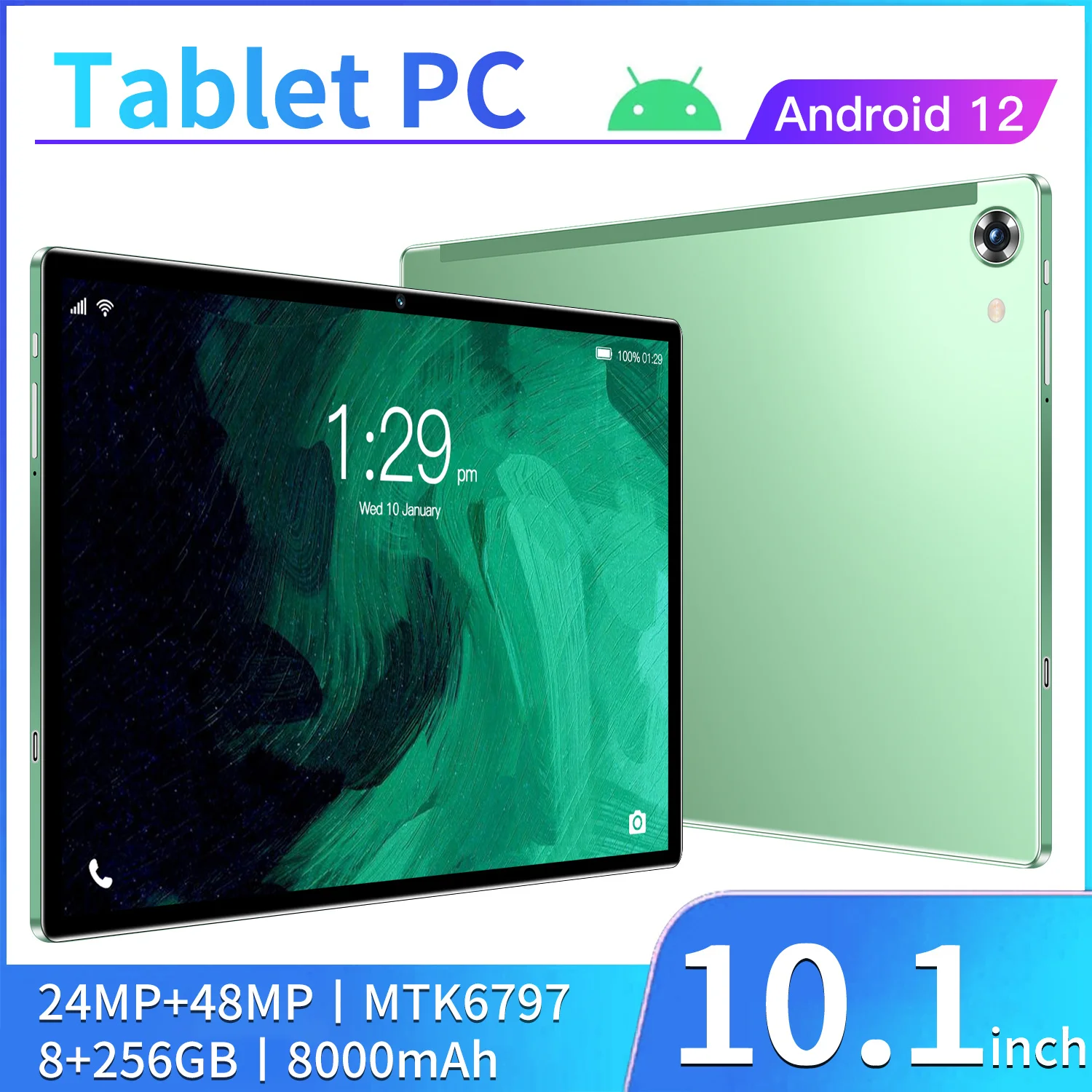 

ERZHOU Global Version New Pad 8G+256GB 8000mAh Android 12 10.1 Inch WiFi Tablet PC Tab Dual SIM Tablet Camera GPS 5G Call Phone