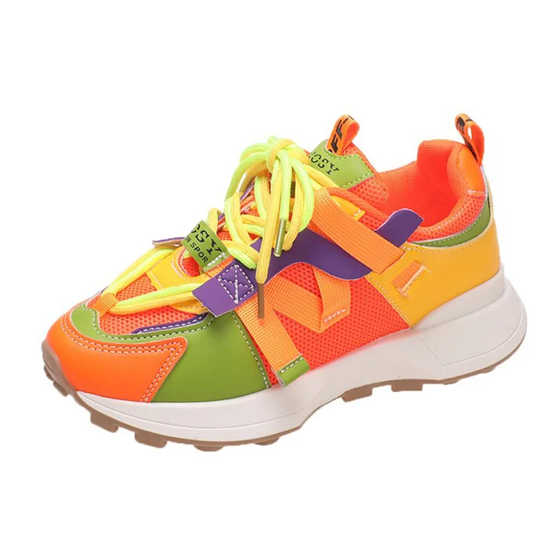 Air Mesh Women Summer Sneakers Soft Sole Shoes Letter Graphic Women Chunky Heel Fashion Sneaker Breathable Sneakers Woman Shoes