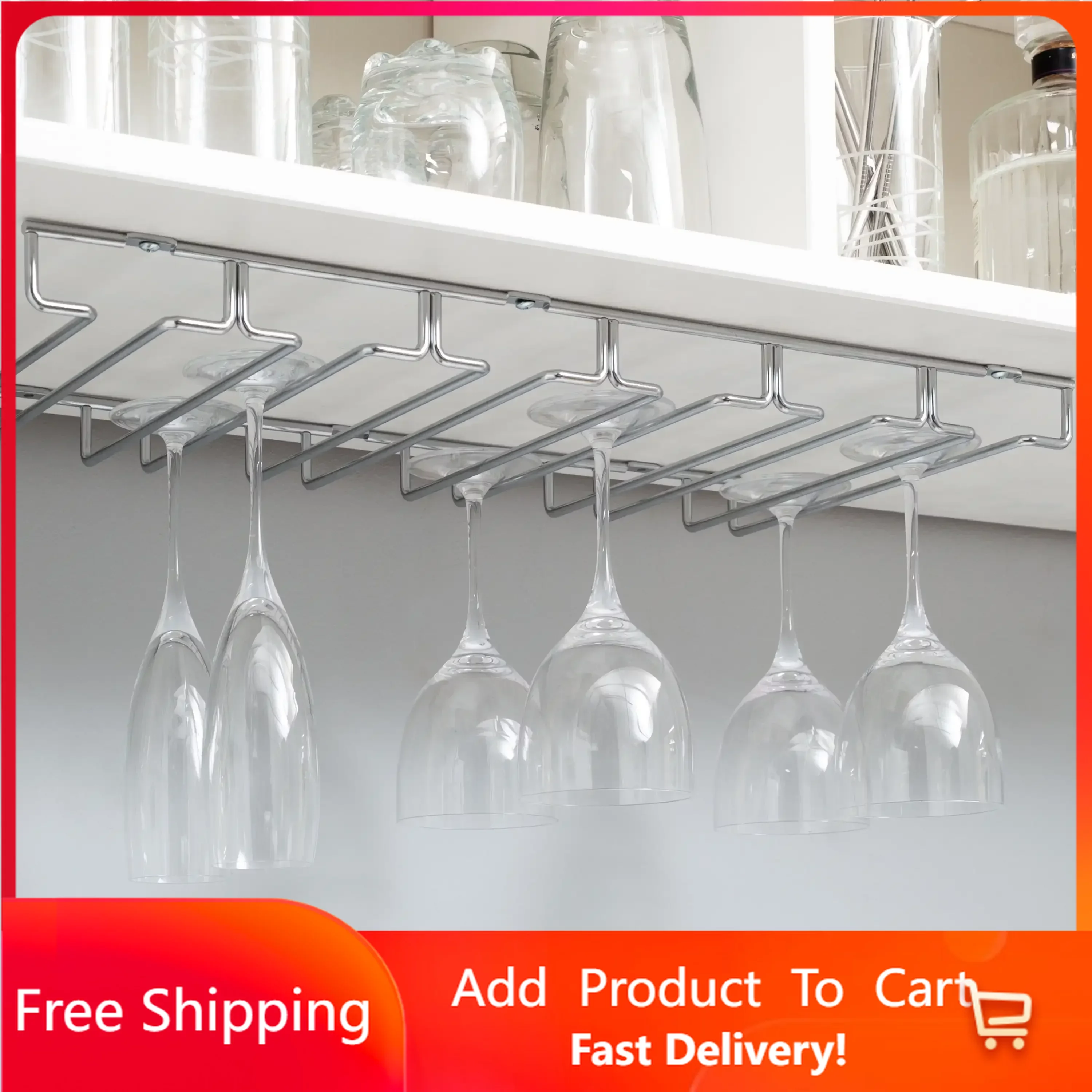 

Stemware Rack in Chrome，Cup holder，Kitchen rack for holding goblets Free Shipping